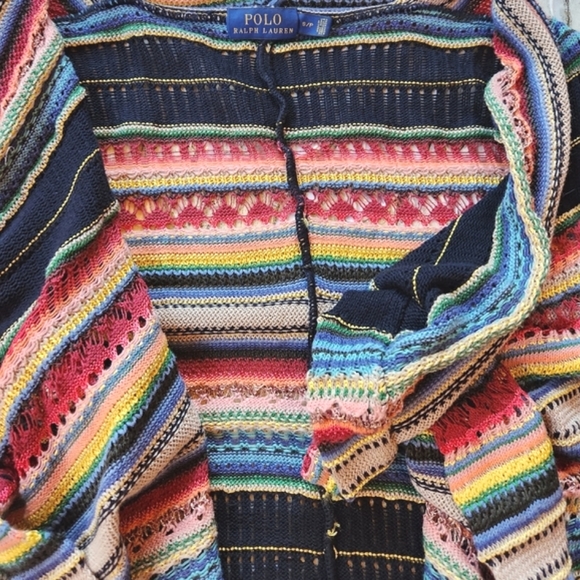 VTG POLO Ralph LAUREN Stripes Taos Multi Colored Serape Free Cozy Sweater SP EUC - Picture 10 of 16